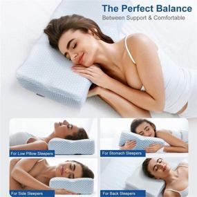 img 2 attached to 🌙 Adkwse Contour Memory Foam Pillow for Neck Pain - Orthopedic Pillow for Effective Neck Support and Pain Relief - Ideal for Side, Back, and Stomach Sleepers (Blue+Ice Silk)