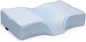 img 4 attached to 🌙 Adkwse Contour Memory Foam Pillow for Neck Pain - Orthopedic Pillow for Effective Neck Support and Pain Relief - Ideal for Side, Back, and Stomach Sleepers (Blue+Ice Silk)