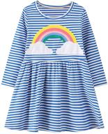 🦄 adorable unionkk toddler girls unicorn dress - cozy cotton, long sleeve, perfect for fall and winter - cartoon navy design - ages 2-7 logo