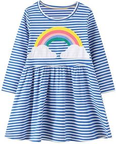 img 4 attached to 🦄 Adorable UnionKK Toddler Girls Unicorn Dress - Cozy Cotton, Long Sleeve, Perfect for Fall and Winter - Cartoon Navy Design - Ages 2-7