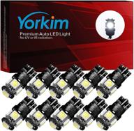 🔆 yorkim 194 led bulbs white 6000k super bright - pack of 10: t10 led bulbs for car interior dome map door courtesy license plate lights logo