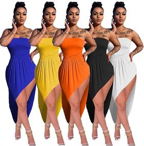 img 2 attached to Acelyn Sleeveless Strapless Dresses DL8083 Orange Women's Clothing and Dresses