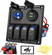 🚤 waterproof led rocker switch panel with 12v gang marine boat toggle switches, fuse breaker protected control, qc 3.0 dual usb power outlet - ideal for marine car boat rv scooter truck vehicles логотип