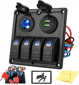 img 4 attached to 🚤 Waterproof LED Rocker Switch Panel with 12V Gang Marine Boat Toggle Switches, Fuse Breaker Protected Control, QC 3.0 Dual USB Power Outlet - Ideal for Marine Car Boat RV Scooter Truck Vehicles