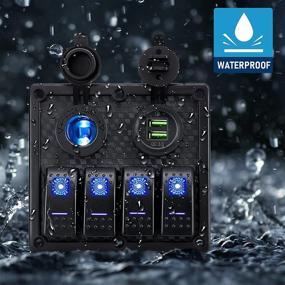 img 2 attached to 🚤 Waterproof LED Rocker Switch Panel with 12V Gang Marine Boat Toggle Switches, Fuse Breaker Protected Control, QC 3.0 Dual USB Power Outlet - Ideal for Marine Car Boat RV Scooter Truck Vehicles