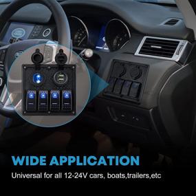 img 3 attached to 🚤 Waterproof LED Rocker Switch Panel with 12V Gang Marine Boat Toggle Switches, Fuse Breaker Protected Control, QC 3.0 Dual USB Power Outlet - Ideal for Marine Car Boat RV Scooter Truck Vehicles