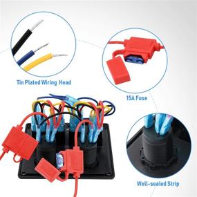 img 1 attached to 🚤 Waterproof LED Rocker Switch Panel with 12V Gang Marine Boat Toggle Switches, Fuse Breaker Protected Control, QC 3.0 Dual USB Power Outlet - Ideal for Marine Car Boat RV Scooter Truck Vehicles