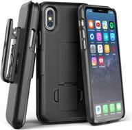 📱 iphone xs belt clip case [duraclip] - slim fit holster shell combo (rubberized grip finish) for apple iphone xs - 2017/2018 release (smooth black) logo