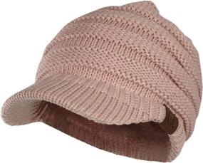 img 4 attached to 🧣 Folie Co. Chunky Cable Ribbed Knit Beanie Hat with Visor Brim – Winter Skully Cap for Warmth