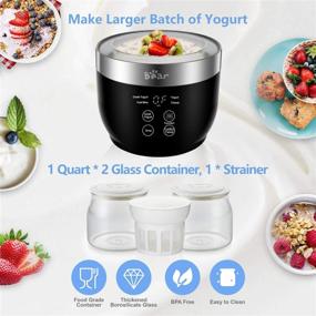 img 2 attached to Premium Bear Yogurt Maker: Greek Yogurt Machine with Strainer, Timer Control, and Stainless Steel Inner Pot - Includes 2 Glass Jars for Home Organic Yogurt, Cheese, and Fruit Wine Making - Black