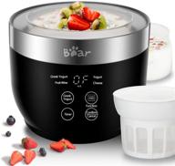 premium bear yogurt maker: greek yogurt machine with strainer, timer control, and stainless steel inner pot - includes 2 glass jars for home organic yogurt, cheese, and fruit wine making - black логотип