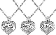 👯 lauhonmin crystal sister necklace set - big, middle, little, and baby sister for women and girls - 9 styles and 3 color variations logo