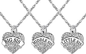 img 4 attached to 👯 Lauhonmin Crystal Sister Necklace Set - Big, Middle, Little, and Baby Sister for Women and Girls - 9 Styles and 3 Color Variations