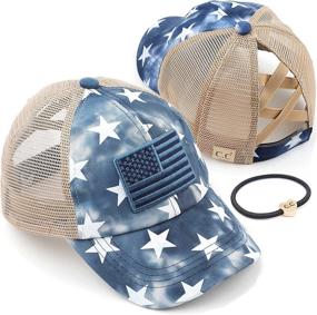 img 4 attached to 🧢 C.C Kids Criss-Cross Elastic Band Ponytail Caps: Perfect Messy Bun Trucker Baseball Caps for Kids (BT-6-KIDS, KIDS-BT-780, KIDS-BT-783)