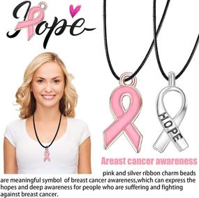 img 2 attached to Pink and Silver Breast Cancer Awareness Charms: Ribbon 🎗️ Charm Beads & Hope Pendant for DIY Jewelry Craft Making Supplies