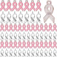 pink and silver breast cancer awareness charms: ribbon 🎗️ charm beads & hope pendant for diy jewelry craft making supplies logo