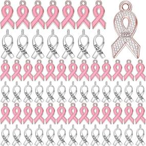 img 4 attached to Pink and Silver Breast Cancer Awareness Charms: Ribbon 🎗️ Charm Beads & Hope Pendant for DIY Jewelry Craft Making Supplies