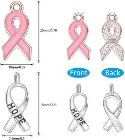 img 3 attached to Pink and Silver Breast Cancer Awareness Charms: Ribbon 🎗️ Charm Beads & Hope Pendant for DIY Jewelry Craft Making Supplies