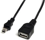 startech.com usb a to mini b cable - 1 ft black usb 2.0 f/m - usbmusbfm1 logo