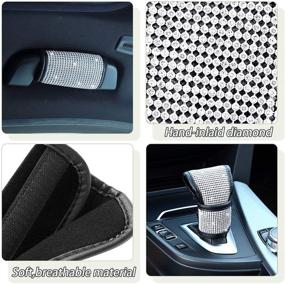 img 2 attached to 🚘 14-Piece Bling Car Accessories Set: Seat Belt Cover, Door Handle Cover, Shift Gear Cover, USB Car Charger, Cup Holder Coasters, Start Button Rings, and Valve Stem Caps (White)