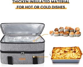img 2 attached to 🥘 LUNCIA Double Decker Insulated Casserole Carrier: Keep Food Hot or Cold, Perfect for Potlucks and Picnics! Fits 9x13 Baking Dish in Grey