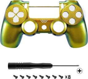 img 2 attached to Enhance Your PS4 Controller with eXtremeRate Chameleon Gold Green Glossy Front Housing Shell - Custom Faceplate for PS4 Slim Pro Controller CUH-ZCT2 JDM-040/050/055 (Controller NOT Included)