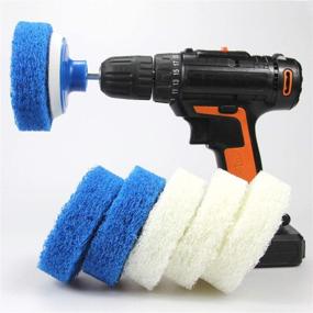 img 4 attached to 🧽 Top 7-Piece Drill Brush Attachment Set by Cooptop - Power Scrub Pad Cleaning Kit – Drill Power Scrubbing Attachment - Cleaning Scouring Pads