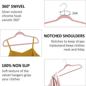 img 2 attached to 👔 VECELO Premium Velvet Suit Hangers with 8 Finger Clips and Tie Rack - Non-Slip, Space-Saving (60 Pack) - Pink