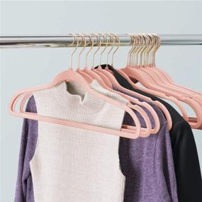 img 1 attached to 👔 VECELO Premium Velvet Suit Hangers with 8 Finger Clips and Tie Rack - Non-Slip, Space-Saving (60 Pack) - Pink