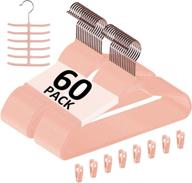 👔 vecelo premium velvet suit hangers with 8 finger clips and tie rack - non-slip, space-saving (60 pack) - pink logo