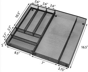 img 3 attached to Expandable OVICAR Mesh Kitchen Drawer Organizer Tray for 🗄️ Silverware Cutlery Utensils - Adjustable and 7-Compartment Kitchen Flatware Divider