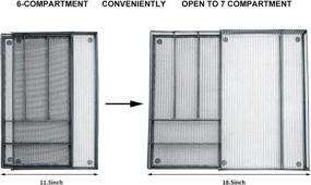 img 2 attached to Expandable OVICAR Mesh Kitchen Drawer Organizer Tray for 🗄️ Silverware Cutlery Utensils - Adjustable and 7-Compartment Kitchen Flatware Divider