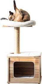 img 4 attached to Catry Scratching Post Cat Tree - Cat Play House Combo with Hammock, Scratching Post, Comfort Home | Traps Kittens, Easy Assembled Sturdy Cat Furniture, Beige