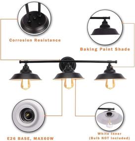 img 1 attached to 💡 LMSOD 3 Lights Bathroom Vanity Light: Vintage Industrial Black Wall Sconce with Simplicity Metal design