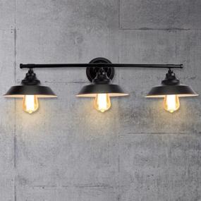 img 4 attached to 💡 LMSOD 3 Lights Bathroom Vanity Light: Vintage Industrial Black Wall Sconce with Simplicity Metal design