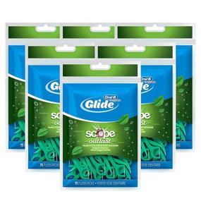 img 4 attached to 6 Packs of Oral-B Complete Glide Dental Floss Picks Plus Scope Outlast, Long Lasting Mint, 75 Picks Each