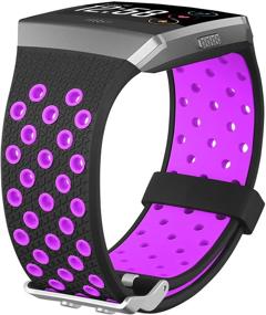 img 1 attached to 🏋️ SKYLET Совместим с браслетами Fitbit Ionic для мужчин с чехлом - Премиум мягкий запасной спортивный браслет для умных часов Fitbit Ionic - Металлическая застежка - Черный (Без трекера)