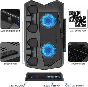 img 3 attached to 🎮 PS5 Vertical Stand Cooling Fan Station: Dual Controller Charging Dock, Game Slots, USB Ports & LED Indicators