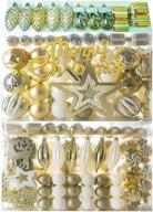 🎄 88pcs delicate christmas balls ornaments for xmas tree - shatterproof gold+white baubles craft set - plastic christmas ornaments balls kit for new year holiday, wedding party logo