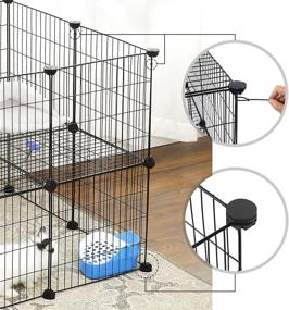 img 2 attached to 🐰 SONGMICS Small Animal Playpen: Premium Two-Story Rabbit Guinea Pig Cage with Zip Ties included - Indoor Villa for Bunnies & Puppies, Black ULPI02H