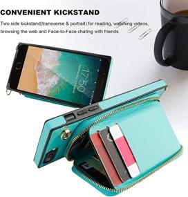 img 2 attached to 📱 KIHUWEY iPhone 7 Plus iPhone 8 Plus Crossbody Wallet Case with Credit Card Holder Wrist Strap Kickstand and Protective Lanyard - Mint Green PU Leather Wallet Case - 5.5 Inch