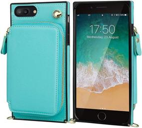 img 3 attached to 📱 KIHUWEY iPhone 7 Plus iPhone 8 Plus Crossbody Wallet Case with Credit Card Holder Wrist Strap Kickstand and Protective Lanyard - Mint Green PU Leather Wallet Case - 5.5 Inch