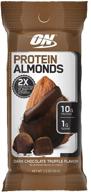 optimum nutrition protein almonds snacks, portable protein nutrition, low sugar, 🍫 whey protein isolate snacks, dark chocolate truffle flavour, 1.5 ounce (pack of 12) logo