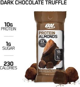 img 3 attached to Optimum Nutrition Protein Almonds Snacks, Portable Protein Nutrition, Low Sugar, 🍫 Whey Protein Isolate Snacks, Dark Chocolate Truffle Flavour, 1.5 Ounce (Pack of 12)