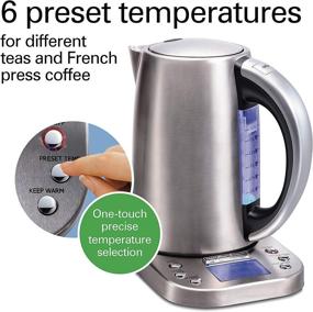 img 2 attached to Hamilton Beach Professional Digital LCD Tea Kettle, 1.7L, Variable Temperature Control, Cordless, Silver (41028)