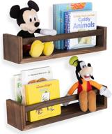 🗂️ organize and display in style: wallniture utah burnt wash brown wall mount bookshelf set of 2 - perfect nursery decor, toy storage and photo display solution! logo