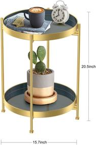 img 3 attached to 🌟 Gold Metal 2 Tier Tray Round Side Table for Small Spaces in Living Room and Sofa Tea Table