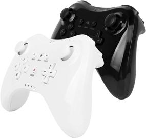 img 1 attached to 🎮 Контроллер Wii U Pro Dual Analog Gamepad Set - Беспроводные перезаряжаемые игровые геймпады Kulannder Bluetooth для Nintendo Wii U, 2-шт в черном и белом цвете, идеально подходят для детей - Включает USB-кабель для зарядки.