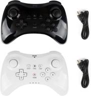 🎮 wii u pro controller dual analog gamepad set - kulannder wireless rechargeable bluetooth gamepads for nintendo wii u, 2-pack in black and white, ideal for kids - includes usb charging cable logo