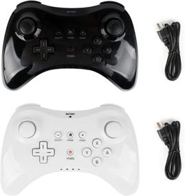 img 4 attached to 🎮 Контроллер Wii U Pro Dual Analog Gamepad Set - Беспроводные перезаряжаемые игровые геймпады Kulannder Bluetooth для Nintendo Wii U, 2-шт в черном и белом цвете, идеально подходят для детей - Включает USB-кабель для зарядки.